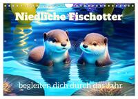 Vorderes Coverbild Niedliche Fischotter begleiten dich durch das Jahr (Wandkalender 2025 DIN A4 quer), CALVENDO Monatskalender