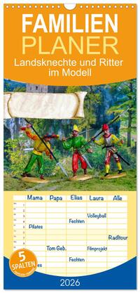Vorderes Coverbild Familienplaner 2026 - Landsknechte und Ritter im Modell mit 5 Spalten (Wandkalender, 21 x 45 cm) CALVENDO