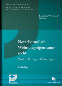 Vorderes Coverbild NotarFormulare Wohnungseigentumsrecht