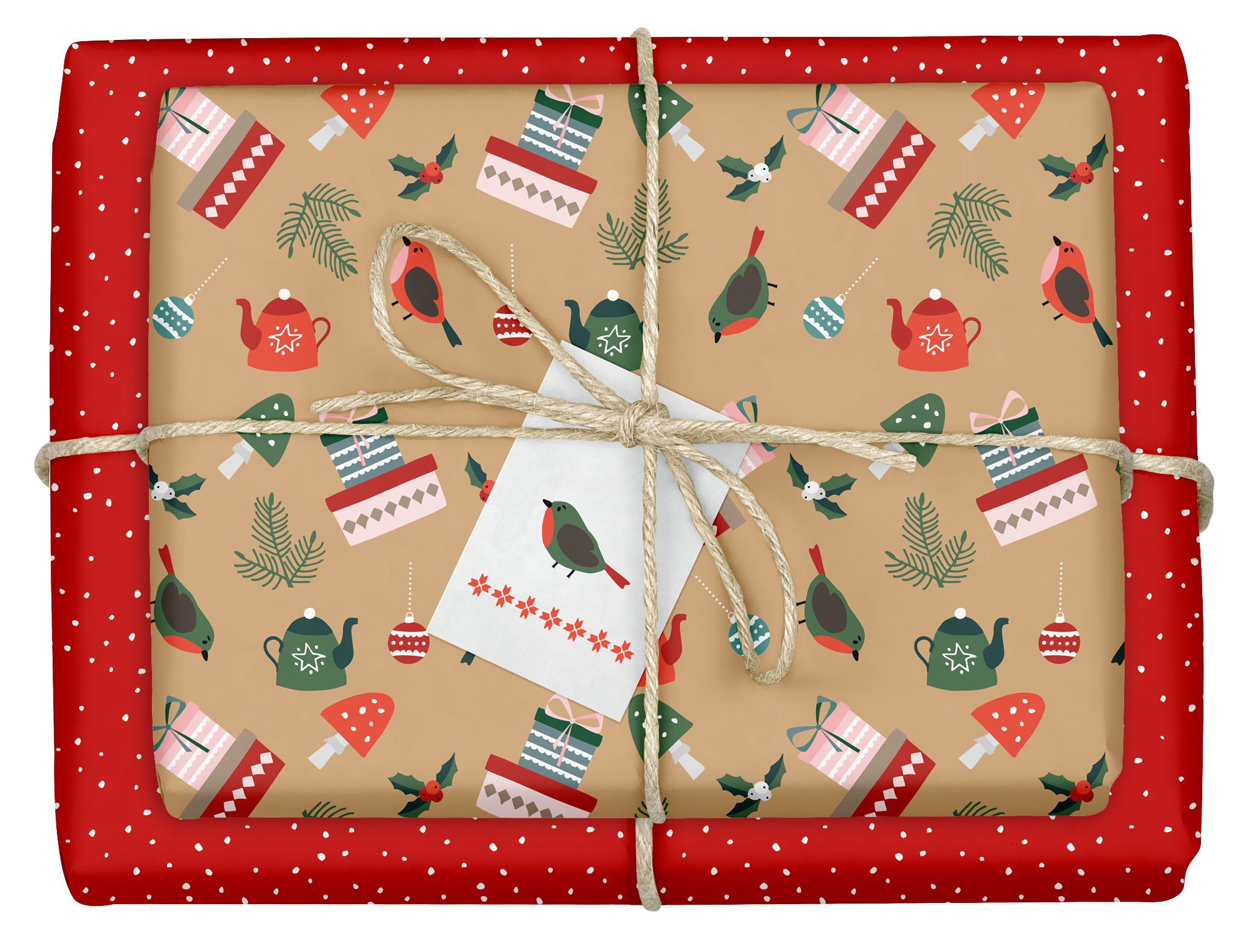 Beispielinhalt (Bild) Geschenkpapier Set Weihnachten: Modernes Ornamente-Muster