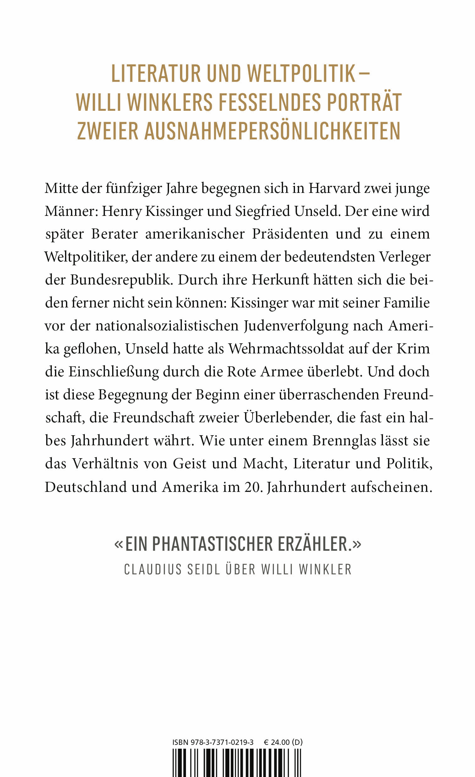 Rückseitencover Kissinger & Unseld