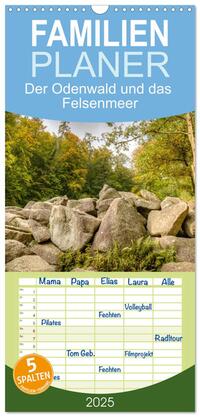 Vorderes Coverbild Familienplaner 2025 - Der Odenwald und das Felsenmeer mit 5 Spalten (Wandkalender, 21 x 45 cm) CALVENDO