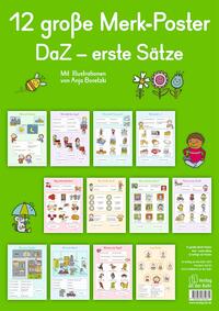 Vorderes Coverbild 12 große Merk-Poster DaZ – erste Sätze