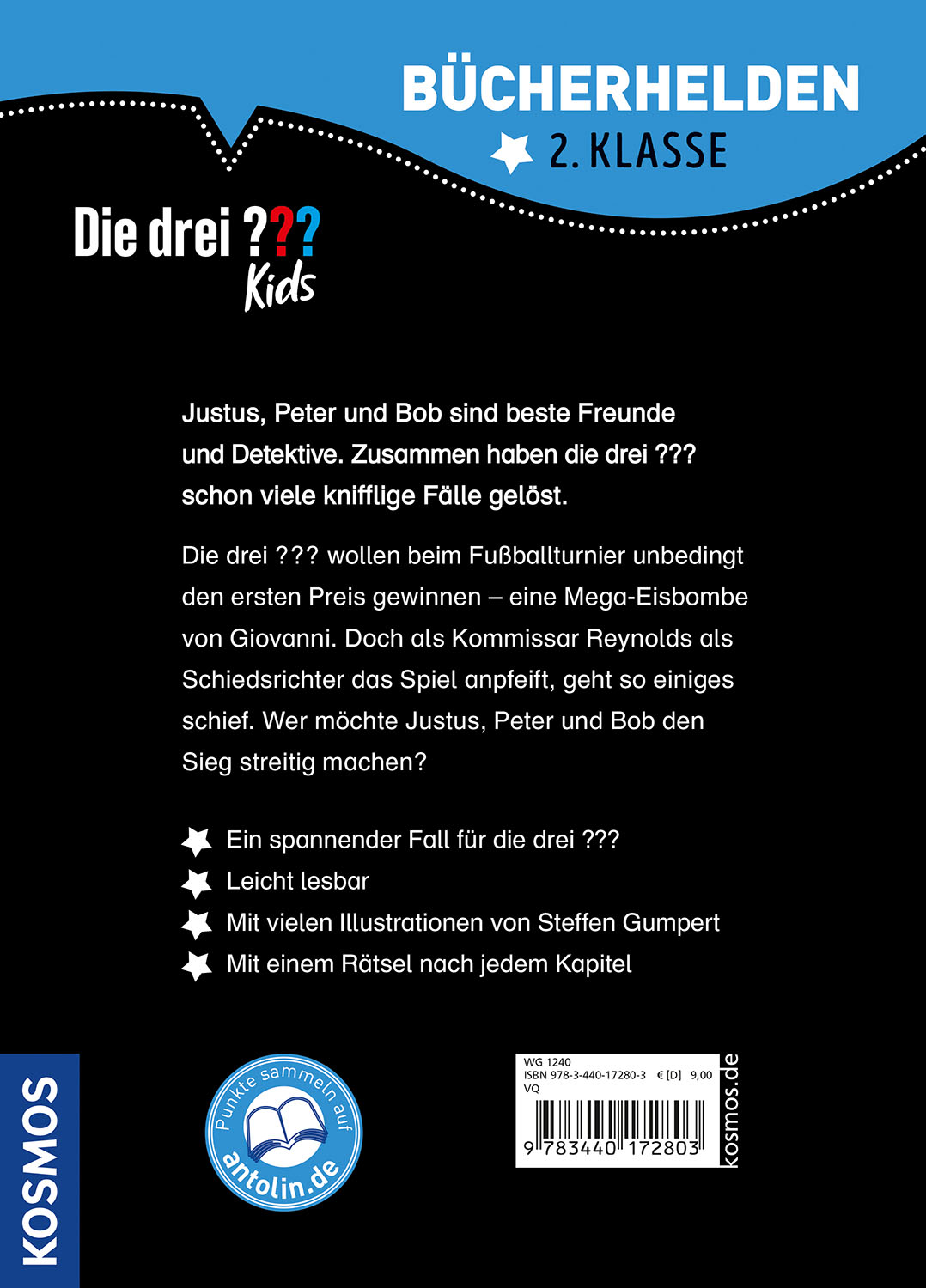 Rückseitencover Die drei ??? Kids, Bücherhelden 2. Klasse, Verrücktes Fußballspiel