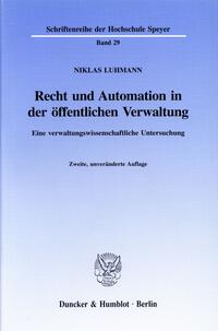 Vorderes Coverbild Recht und Automation in der öffentlichen Verwaltung.