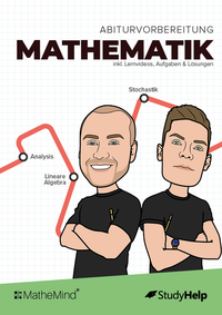 Vorderes Coverbild Mathe Abitur Lernheft von MatheMind inkl. 120 Aufgaben mit Lösungen & 153 Lernvideos