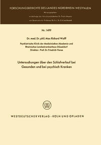 Vorderes Coverbild Untersuchungen über den Schlafverlauf bei Gesunden und bei psychisch Kranken