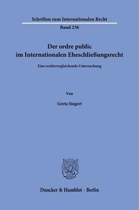 Vorderes Coverbild Der ordre public im Internationalen Eheschließungsrecht.
