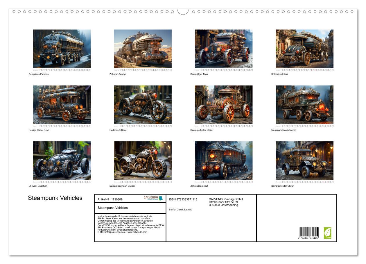 Beispielinhalt (Bild) Steampunk Vehicles (Wandkalender 2025 DIN A2 quer), CALVENDO Monatskalender