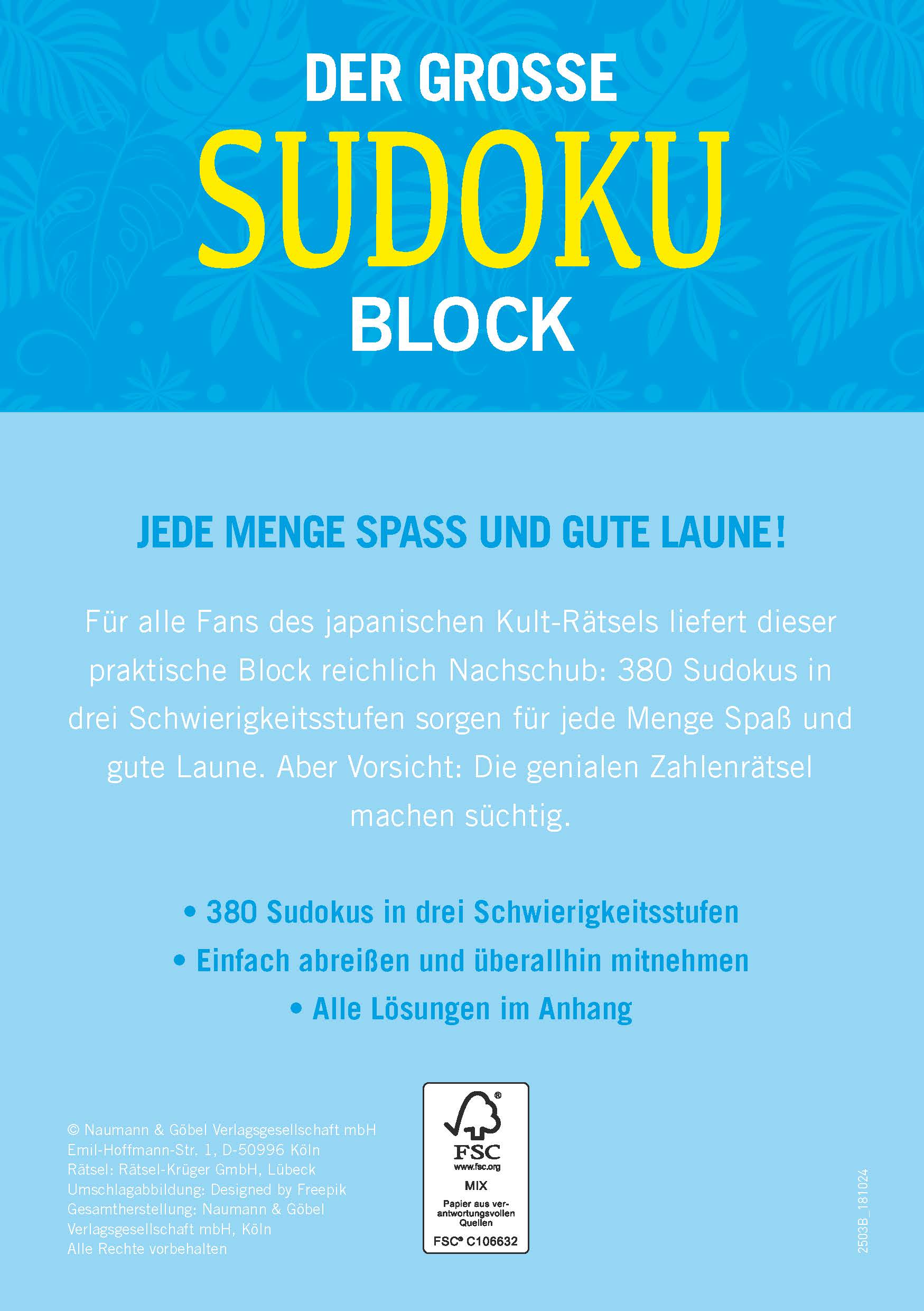 Rückseitencover Der große Sudokublock Band 1