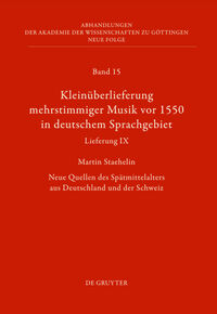 Vorderes Coverbild Kleinüberlieferung mehrstimmiger Musik vor 1550 in deutschem Sprachgebiet, Lieferung IX
