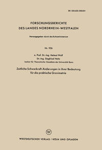 Vorderes Coverbild Zeitliche Schwerkraft-Änderungen in ihrer Bedeutung für die praktische Gravimetrie