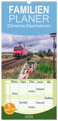 Vorderes Coverbild Familienplaner 2026 - Dänische Eisenbahnen mit 5 Spalten (Wandkalender, 21 x 45 cm) CALVENDO
