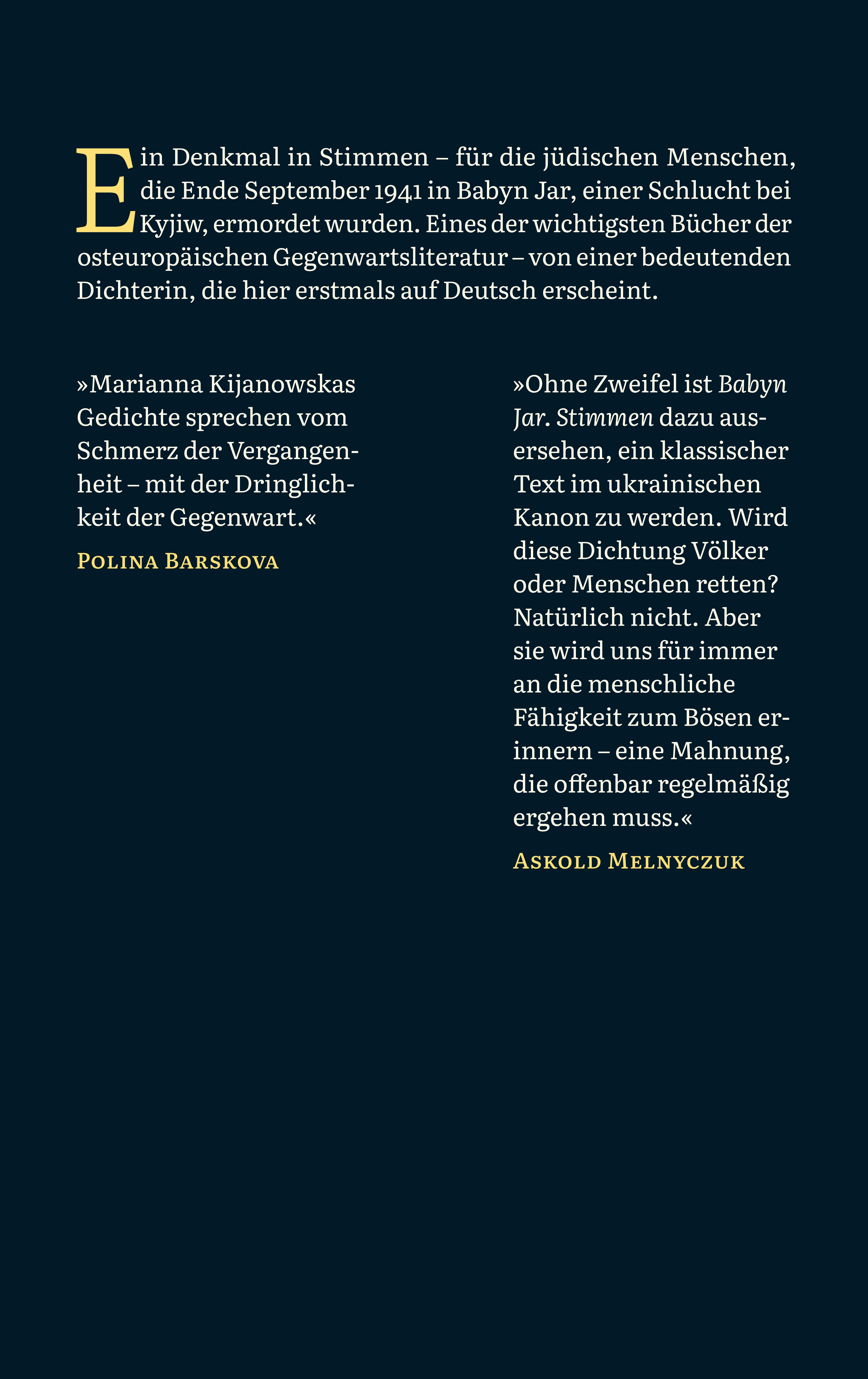 Rückseitencover Babyn Jar. Stimmen