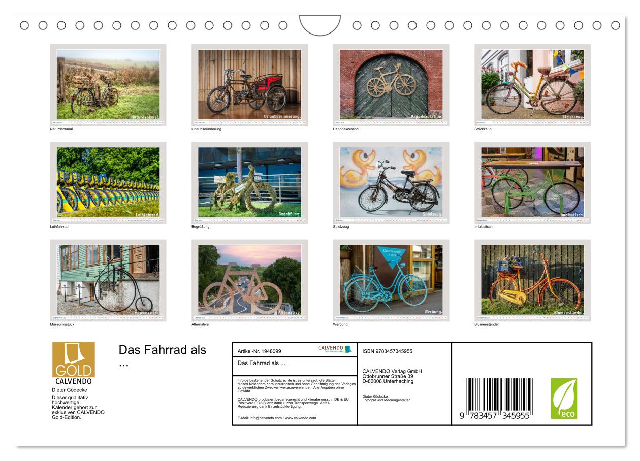 Beispielinhalt (Bild) Das Fahrrad als ... (Wandkalender 2026 DIN A4 quer), CALVENDO Monatskalender