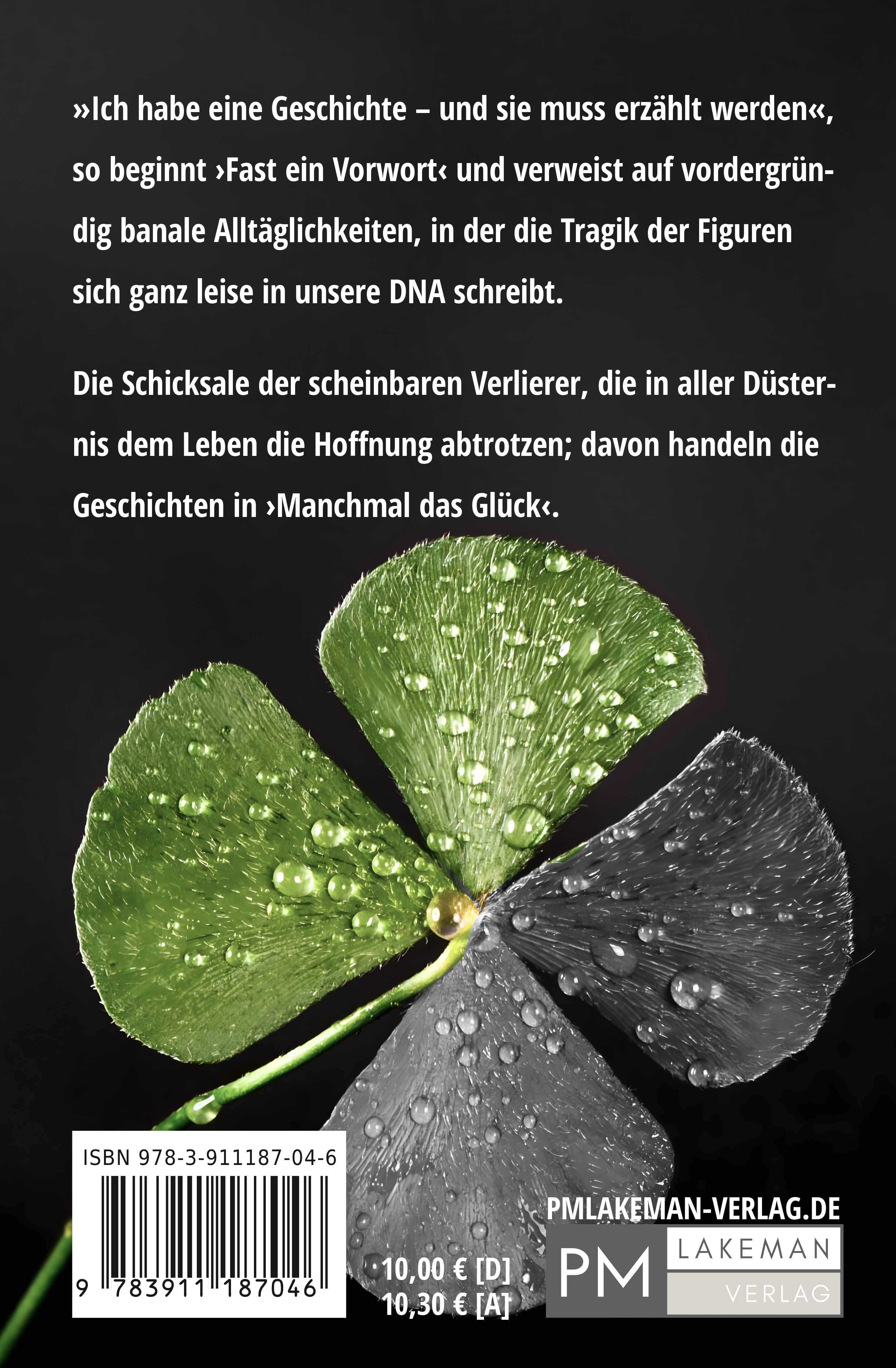 Rückseitencover Manchmal das Glück – Short Stories
