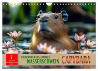 Vorderes Coverbild Capybara - liebenswertes großes Wasserschwein (Wandkalender 2025 DIN A4 quer), CALVENDO Monatskalender