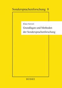 Vorderes Coverbild Grundlagen und Methoden der Sondersprachenforschung