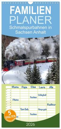 Vorderes Coverbild Familienplaner 2026 - Schmalspurbahnen in Sachsen Anhalt mit 5 Spalten (Wandkalender, 21 x 45 cm) CALVENDO
