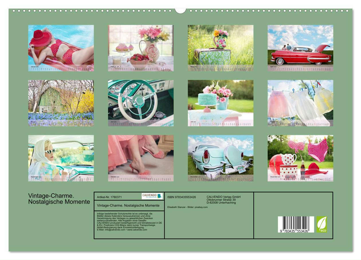 Beispielinhalt (Bild) Vintage-Charme. Nostalgische Momente (hochwertiger Premium Wandkalender 2025 DIN A2 quer), Kunstdruck in Hochglanz