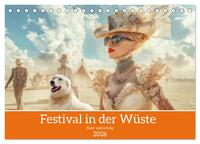 Vorderes Coverbild Festival in der Wüste - Bunt und schräg (Tischkalender 2026 DIN A5 quer), CALVENDO Monatskalender