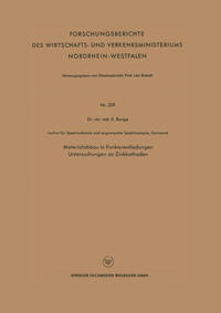 Vorderes Coverbild Materialabbau in Funkenentladungen Untersuchungen an Zinkkathoden