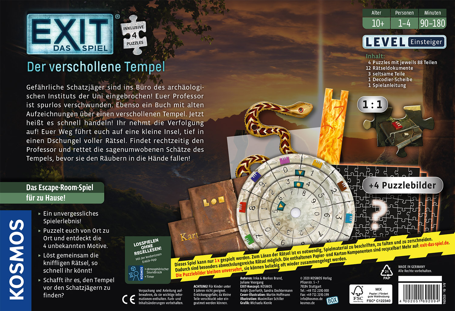 Rückseitencover EXIT® Spiel+Puzzle Der verschollene Tempel (E)