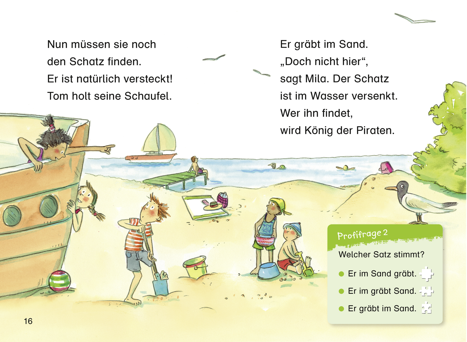 Beispielinhalt (Bild) Duden Leseprofi – Der Schatz im Baggersee, 1. Klasse