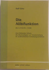 Vorderes Coverbild Die Alibifunktion des $353d Nr. 3 StGB