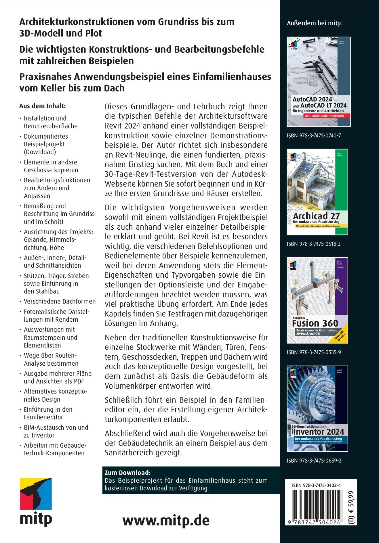 Rückseitencover Autodesk Revit 2024