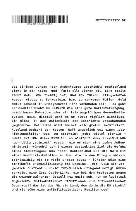 Rückseitencover Nie wieder Krieg ohne uns...