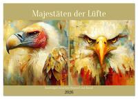 Vorderes Coverbild Majestäten der Lüfte. Raubvögel zwischen Himmel und Kunst (Wandkalender 2026 DIN A2 quer), CALVENDO Monatskalender