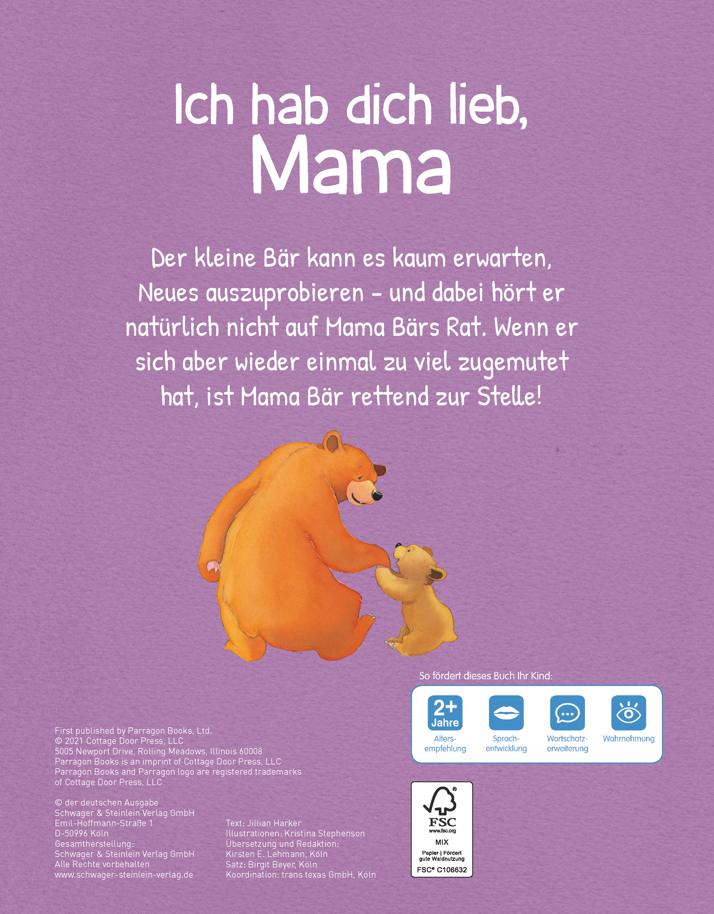 Rückseitencover Ich hab dich lieb, Mama | Ab 2 Jahren