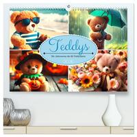 Vorderes Coverbild Teddys - Die Jahresreise der KI-Teddybären (hochwertiger Premium Wandkalender 2026 DIN A2 quer), Kunstdruck in Hochglanz