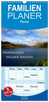 Vorderes Coverbild Familienplaner 2026 - Norwegens Wilder Westen mit 5 Spalten (Wandkalender, 21 x 45 cm) CALVENDO