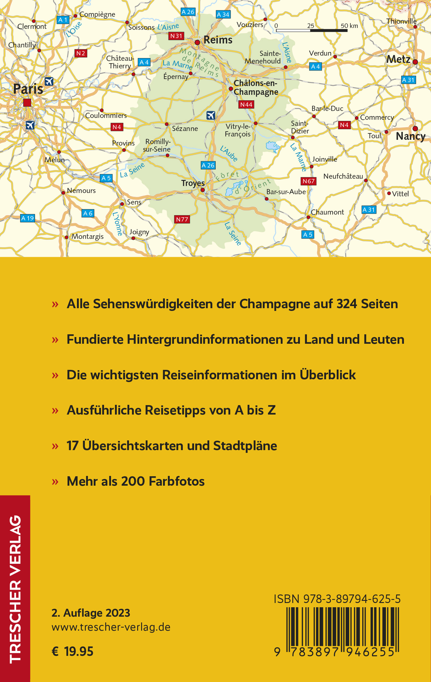 Rückseitencover TRESCHER Reiseführer Champagne