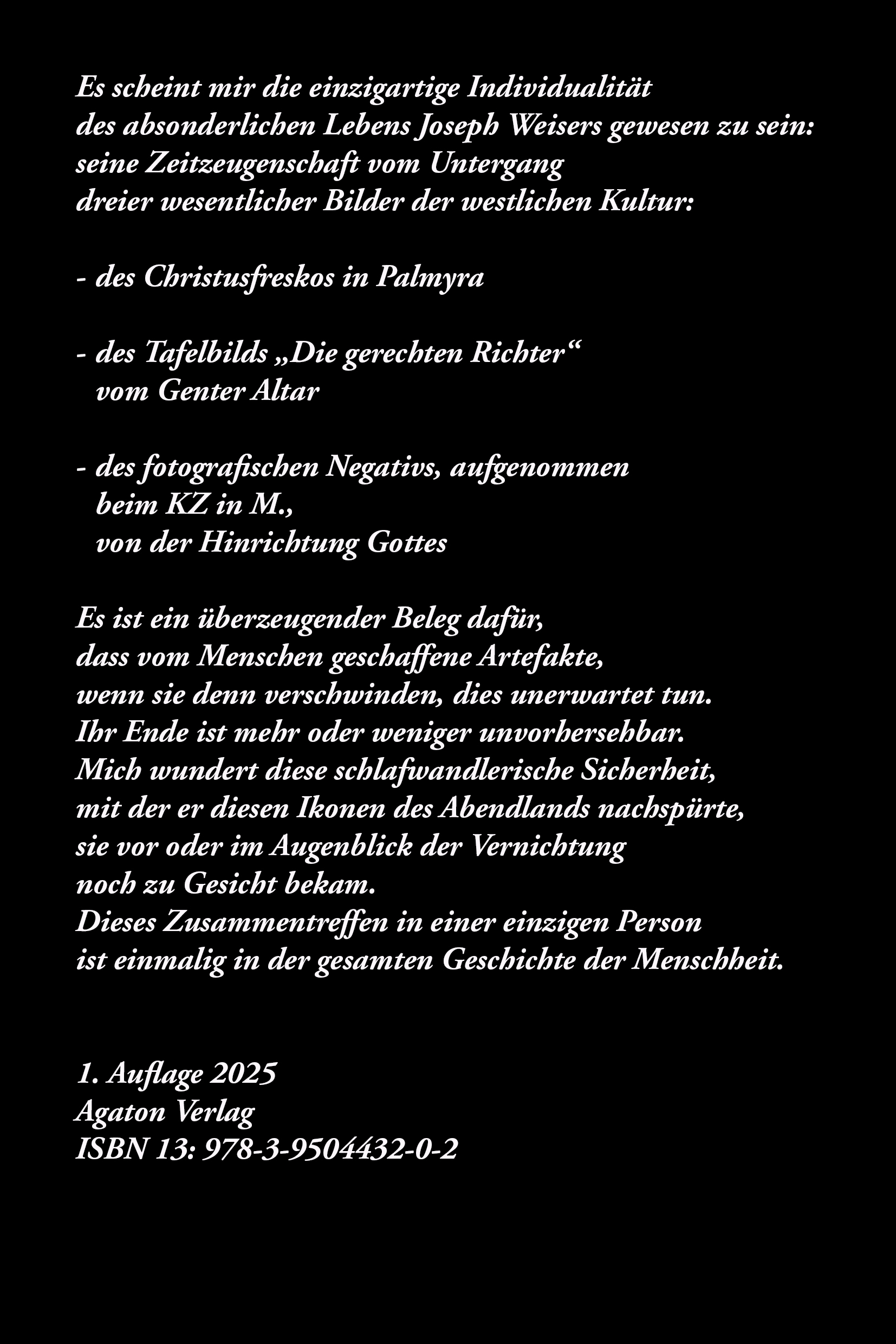 Rückseitencover Joseph Weiser