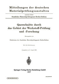 Vorderes Coverbild Querschnitte durch das Gebiet der Werkstoff-Prüfung und -Forschung