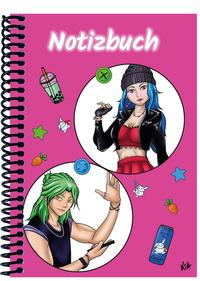 Vorderes Coverbild A 5 Notizbuch Manga Quinn und Enora, pink, blanko