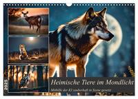 Vorderes Coverbild Heimische Tiere im Mondlicht (Wandkalender 2025 DIN A3 quer), CALVENDO Monatskalender