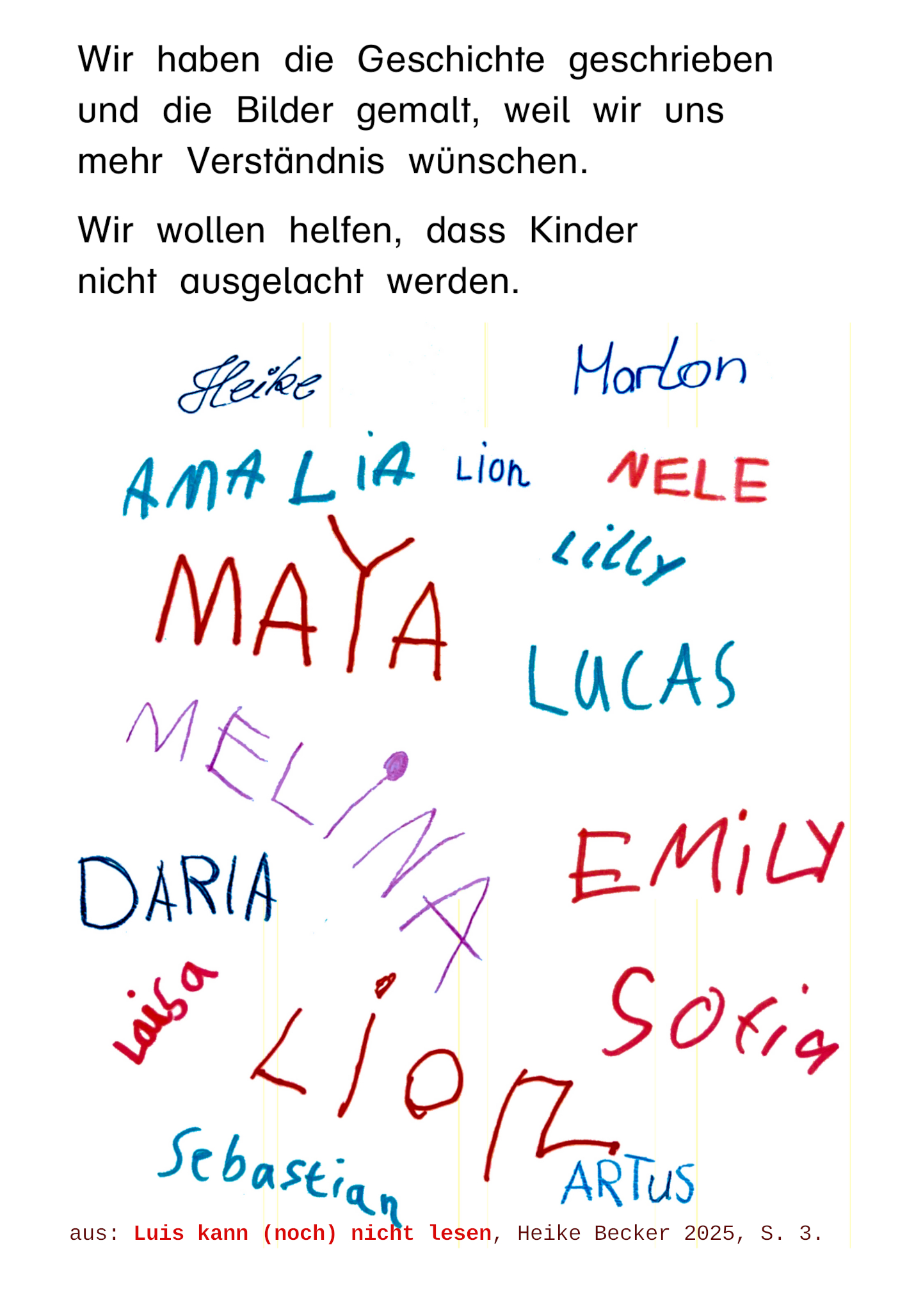 Beispielinhalt (Bild) Luis kann (noch) nicht lesen
