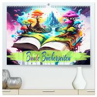 Vorderes Coverbild Bunte Bücherseiten (hochwertiger Premium Wandkalender 2025 DIN A2 quer), Kunstdruck in Hochglanz
