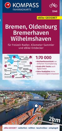 Vorderes Coverbild KOMPASS Fahrradkarte 3340 Bremen, Oldenburg, Bremerhaven, Wilhelmshaven 1:70.000