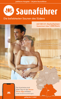 Vorderes Coverbild Süden Saunaführer - Die 60 beliebtesten Saunen für den Süden (Baden-Württemberg und Bayern)