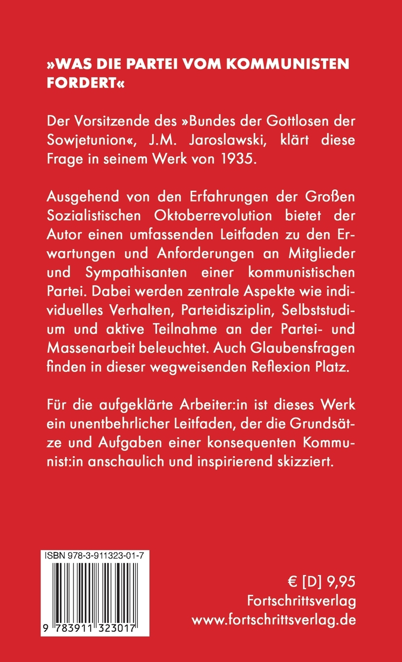 Rückseitencover Was die Partei vom Kommunisten fordert