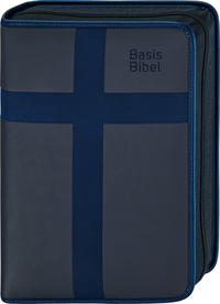 Vorderes Coverbild BasisBibel. Die Komfortable. Hülle mit Reißverschluss. Blau