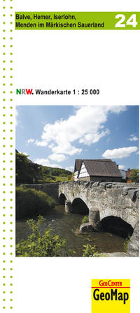Vorderes Coverbild Balve, Hemer, Iserlohn, Menden im Märkischen Sauerland Blatt 24, topographische Wanderkarte NRW