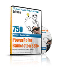 Vorderes Coverbild PowerPoint Baukasten 365+ - Handgezeichnete Edition (2023) - Mit über 750+ kunstvollen PowerPoint Vorlagen