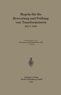 Vorderes Coverbild Regeln für die Bewertung und Prüfung von Transformatoren (R.E.T. 1923)