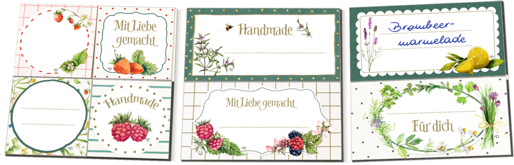 Beispielinhalt (Bild) Etikettenbüchlein – Einmach-Etiketten (Marjolein Bastin)